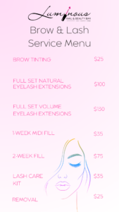 Brow & Lash Service Menu