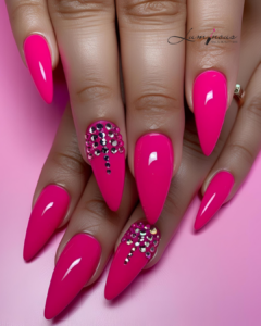Hot Pink Stiletto Nails